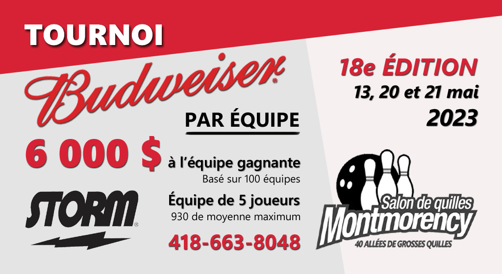 Tournoi Budweiser 2023 Quilles Montmorency