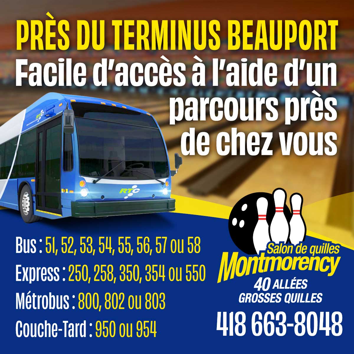 Parcours autobus Quilles Montmorency de Québec